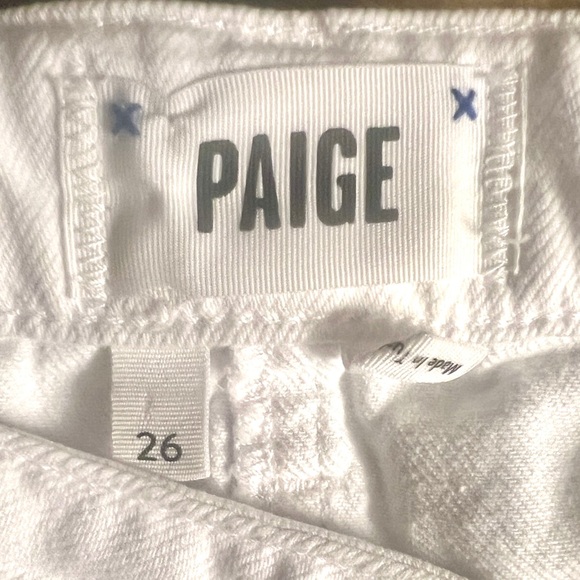 Paige Aideen White Denim Distressed Hem Mini Skirt! Sz 26! Hot Stuff! - Picture 2 of 4